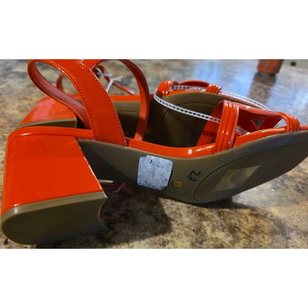 GBG  Los Angeles Bright Orange Block Heel Sandals Size 8.5 M. - Picture 10 of 14